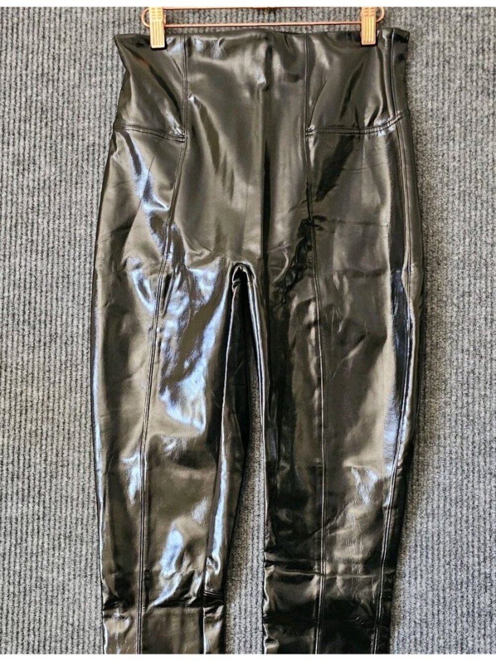 SPANX Skinny High Rise Faux leather Leggings Black pants sz L Large 20301T - Picture 2 of 7